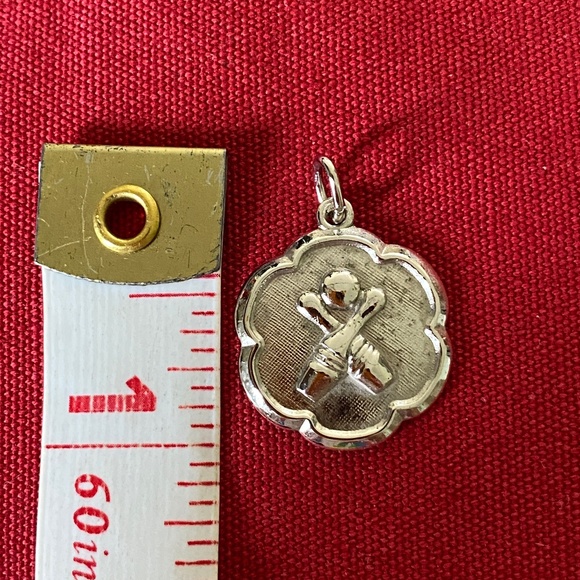 *Flawed* RQC Sterling Bowling Scalloped Disc Charm - Picture 8 of 15